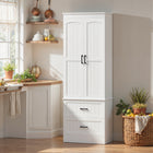 HOMCOM 67" H Farmhouse Kitchen Pantry Cabinet - White-Built with robust MDF and particle board for long-lasting use and easy daily cleaning 