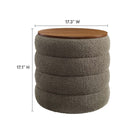 Modway Mezzo Round Boucle Fabric Storage Ottoman - Pebble-Boucle Fabric Upholstery