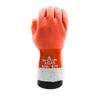 Atlas Full PVC Double Coated Rough Grip 12" Cuff Glove - Knit Cotton Liner - Orange - Large -Seamless knit cotton liner
