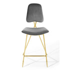 Modway Ponder Performance Velvet Bar Stool - Gray-7