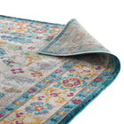 Modway Success Anisah Distressed Floral Vintage Medallion Area Rug - 8 ft W x 10 ft L - Blue Ivory Yellow Orange-High-Density / Machine-Woven
