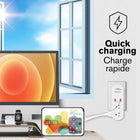 Bell+Howell Swivel Power Strip withg USB-C - White -USB-C version includes 6 Electrical Ports, 1 USB-C port, 2 USB-A ports, per unit