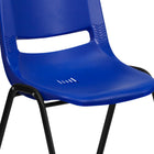 Flash Furniture HERCULES Series Kid's Navy Ergonomic Shell Stack Chair with Black Frame & 14" Seat Height-Ergonomically Contoured Navy Plastic Seat Shell