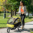 Aosom 2-in-1 Bike Trailer for Kids, Foldable Baby Stroller Carrier - Yellow-Fits two kids under 43.3" (110 cm) in height 