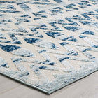 Modway Reflect Tamako Diamond/Chevron Moroccan Trellis Indoor / Outdoor Area Rug - 5 ft W x 8 ft L - Ivory/Blue-Fade, Stain and Water Resistant / Easy To Clean