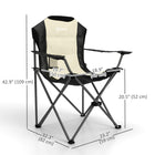 Outsunny Folding Camping Chairs with Cup Holder, Padded Camping Chairs for Outdoor Events - Cream-Painted metal frame offers strong, rust-resistant support