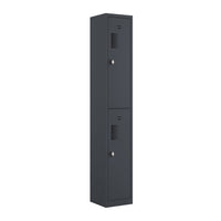 Ceha NH Series 2-Tier Locker with Front Hole Vents - Bank of 1 - Graphite Grey-Front hole ventilations for airflow