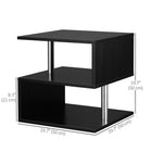 HOMCOM Square Side Table - Black-With 3 tier shelves and an open table top provides ample storage spaces 
