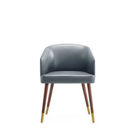 Manhattan Comfort Reeva 23.23" Modern Leatherette Upholstered Dining Chair - Walnut and Graphite Grey-Modern Dining Chair for Dining Room and Task Use