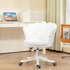 HOMCOM Mid Back Berber Fleece Office Chair with Swivel Wheels - White-Adjustable seat height can match your desk or your sitting style