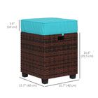 Outsunny 2 PCS Patio Wicker Ottoman Set with Handle for Backyard, Garden, Poolside - Sky Blue-Lightweight design and come with carry handle for easy move around