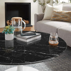 Modway Lippa 36" Round Faux Marble Coffee Table - White Black-Non-Marking Felt Pad