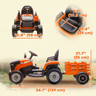 Qaba 12V Kids Ride On Tractor with Trailor and Remote Control - Orange-Long-lasting 12V battery povides 60 minutes of uninterrupted fun playtime 