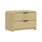 Manhattan Comfort Grace 28" Modern Nightstand 2-Piece Set - Natural Oak/Black-Made of High Quality MDF with Mix of Solid Wood