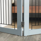 PawHut Folding Freestanding Pet Gate with 2 Support Feet - Grey-Colour: Grey 