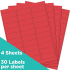 JAM Paper Mailing Address Labels - 1 x 2 5/8 - Red - 4 sets of 120-Size: 2-5/8" x 1"