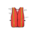 Cordova V110L Orange Mesh Vest with 1" Reflective Tape, Velcro Closure, One Size Fits Most, 12 Pack-Hook and loop velcro closure