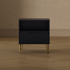 Manhattan Comfort Avira 20" Mid-Century Modern 1-Drawer Nightstand - Black-Home Assembly Required (All Hardware Included)