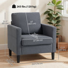 HOMCOM Linen-Feel Fabric Accent Chair with Armrests - Thick Padded Seat for Living Room - Dark Grey-Mixed-fill backrest and armrests offer a soft and cozy leaning experience 

