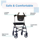Journey UPWalker Original Large Upright Walker - Black-Padded height adjustable armrests with supportive built in seat and backrest