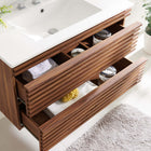 Modway Render 36" Wall-Mount Bathroom Vanity - Walnut/White-Walnut Grain Vanity