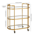 Hudson&Canal Leif 30"W Oval Bar Cart - Brass-8