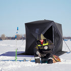 Outsunny 2 Person Pop Up Ice Fishing Tent Shelter with Carry Bag - Black-Enough space for 2 people 