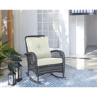 Manhattan Comfort Fruttuo 29.52" Traditional Patio Rocking Chair - Mixed Grey Weave/Cream-Removeable Cushions with Zipper. Made of High Quality Water Proof Fabric. Washable Fabric