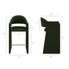 Modway Talia 41" Performance Velvet Bar Stool - Moss Green-Curved Back Barrel Design