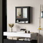 Kleankin Wall Mount Medicine Cabinet with Mirror - Black-Solid MDF with painted surface for stability and easy cleaning