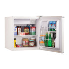 BLACK+DECKER 1.7 cu. ft. Freestanding Mini Fridge with Freezer - White-Energy Star Certified: This compact refrigerator with freezer uses R600a refrigerant and is ENERGY STAR certified, using high-efficiency compressors that create less heat and use less energy