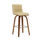 Armen Living Vienna 26" Counter Height Swivel Bar Stool in Walnut Wood Finish with Cream Faux Leather-The wonderful full 360-degree swivel function allows for maximum mobility. The smooth glide swivel function allows you to change directions with ease, making this your new favorite seat in your home.