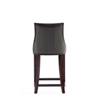 Manhattan Comfort Fifth Avenue 19" Traditional Faux Leather Upholstered Counter Stool - Pebble Grey - 2 Pack-22.5" L x 23" W x 39.5" H