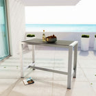 Modway Shore Outdoor Patio Aluminum Rectangle Bar Table - Silver Grey-Plastic Wood Accent Paneling