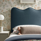 Modway Athena Stain-Resistant Performance Velvet Twin Size Headboard - Cadet Blue-Wood Blend Frame