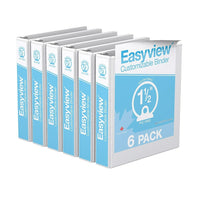 Davis Group Easyview Premium Binder - Round Ring - Customizable - 1.5" - White - 6 Pack-3 Ring Binder