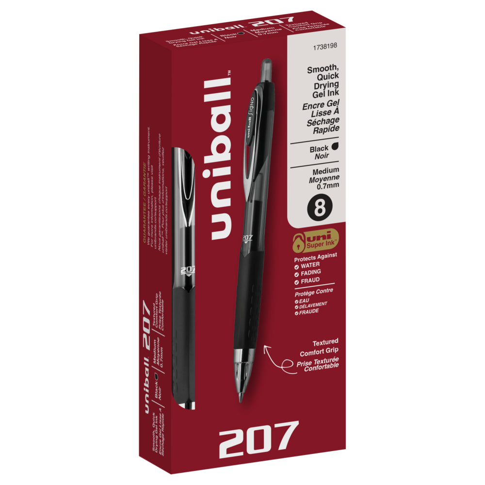 uni-ball 207 Retractable Gel Pens – – Black – Pack