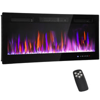 HOMCOM 42" Electric Wall Fireplace with Eco Mode - 1500 W-Ultra-slim design fits seamlessly into modern, space-limited homes