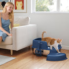 PawHut Stainless Steel High Sided Cat Litter Box with Scoop-Dual anti-tracking design with pedal effectively traps litter from paws 