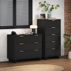 Manhattan Comfort Granville Modern Tall Narrow and Standard Dresser Set - Black-Recommended for up to 35 inch TV.