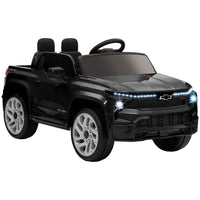 Qaba 12V CHEVROLET Licensed Kids Ride on RC Car - Black-Licensed CHEVROLET SILVERADO EV RST enhances authentic play experience 