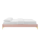Modway Gwyneth Tufted Performance Velvet Queen Platform Bed with Gold Metal Legs - Pink-8