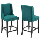 Modway Baron Upholstered Fabric Counter Stool - Teal - Set of 2-Elegant Modern Counter Stool