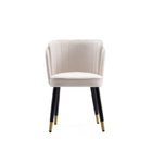 Manhattan Comfort Zephyr 21.65" Modern Velvet Upholstered Dining Chair - Cream-Vertical Wave-Like Stitching with Tulip Inspired Design