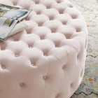 Modway Ensconce Tufted Performance Velvet Round Ottoman - Pink-Ottoman Weight Capacity: 300 lbs.