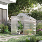 Outsunny 6' x 4' x 6.4' Polycarbonate Greenhouse- 4mm Twin wall, UV-resistant polycarbonate sheets keep your plants safe  
 