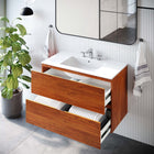 Modway Scenic 36" Wall-Mount Bathroom Vanity - Cherry/White-Drywall Friendly Mounting Cleat