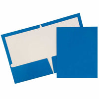 JAM Paper Glossy 2-Pocket Portfolio Folder - Blue - 6 Pack-Colour: Blue