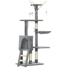 PawHut 53" Large Activity Centre Cat Tree Tower with Condo - Grey-Solid particle board construction built to withstand long term use 