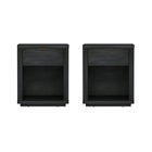 Manhattan Comfort Evelyn 20" Modern 1-Drawer Nightstand 2-Piece Set - Charcoal Grey-Modern Nightstand for Bedroom and Living Room Use. Set of 2